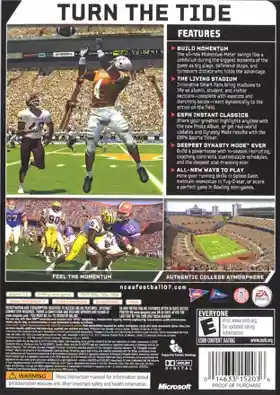 NCAA Football 07 (USA) box cover back